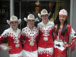 Rodeo Royalty! The Calgary Stampede queen and princesses welcomed us to Richmond Station