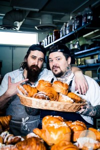 Chefs Bertrand Alepee and Maty Matheson, with baked goods